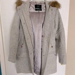Women’s Jcrew Peacoat jacket with detachable fur hood